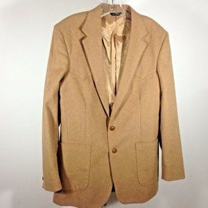 Vintage Levis Blazer Mens 40L Big Tall Western Wear Rockabilly Tan Notched Lapel
